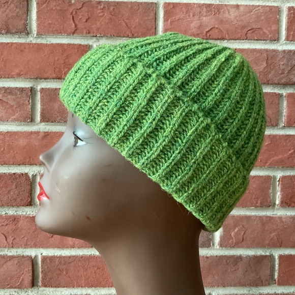 Bartlettyarns Since 1821 Wool Green Knit Cuffed Beanie O/S Made in U.S.A. NWOT - Picture 2 of 11